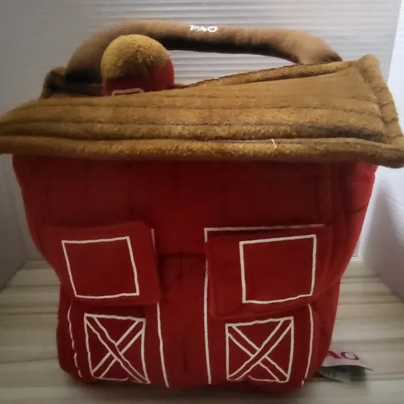 FAO Schwarz Soft Plush Kids Red 12” Horse Barn Toy With Horses And Accessories - Picture 1 of 3